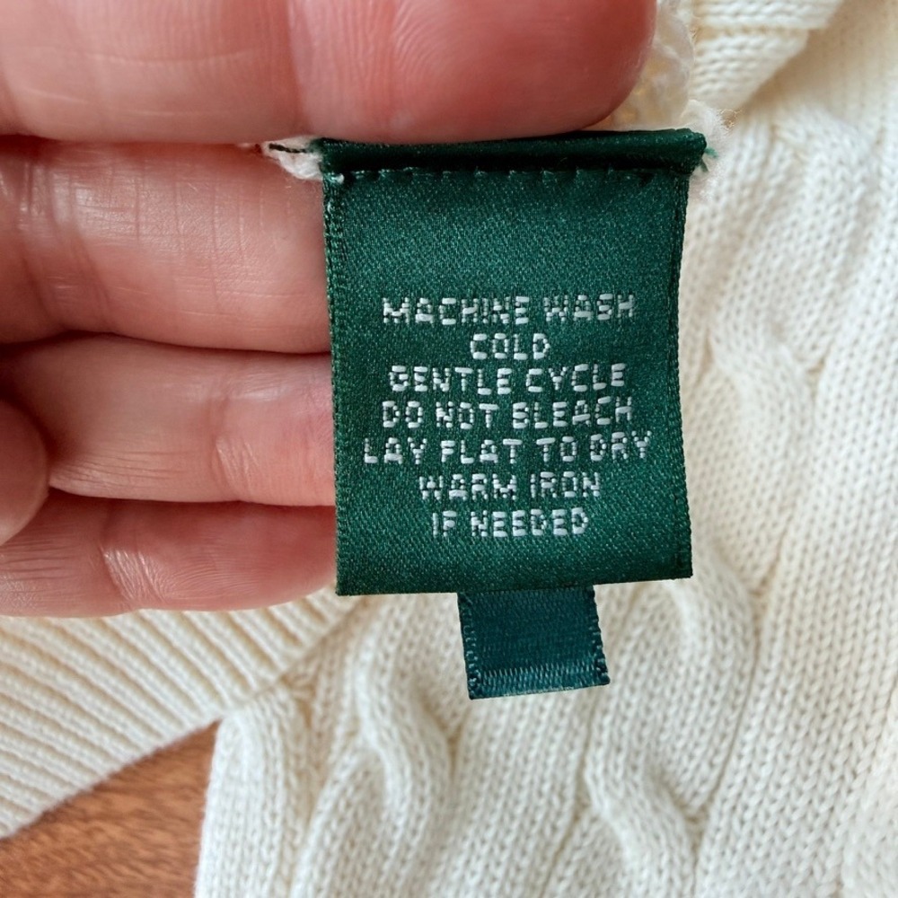 Vtg Ralph Lauren L-RL Lauren Active Cable Knit Zip Sweater Old Money Preppy L - Picture 10 of 13